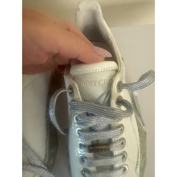 Jimmy Choo Womens Size EU 36 US 6 Trainers Diamond White Tan Leather Sneakers - Picture 9 of 12
